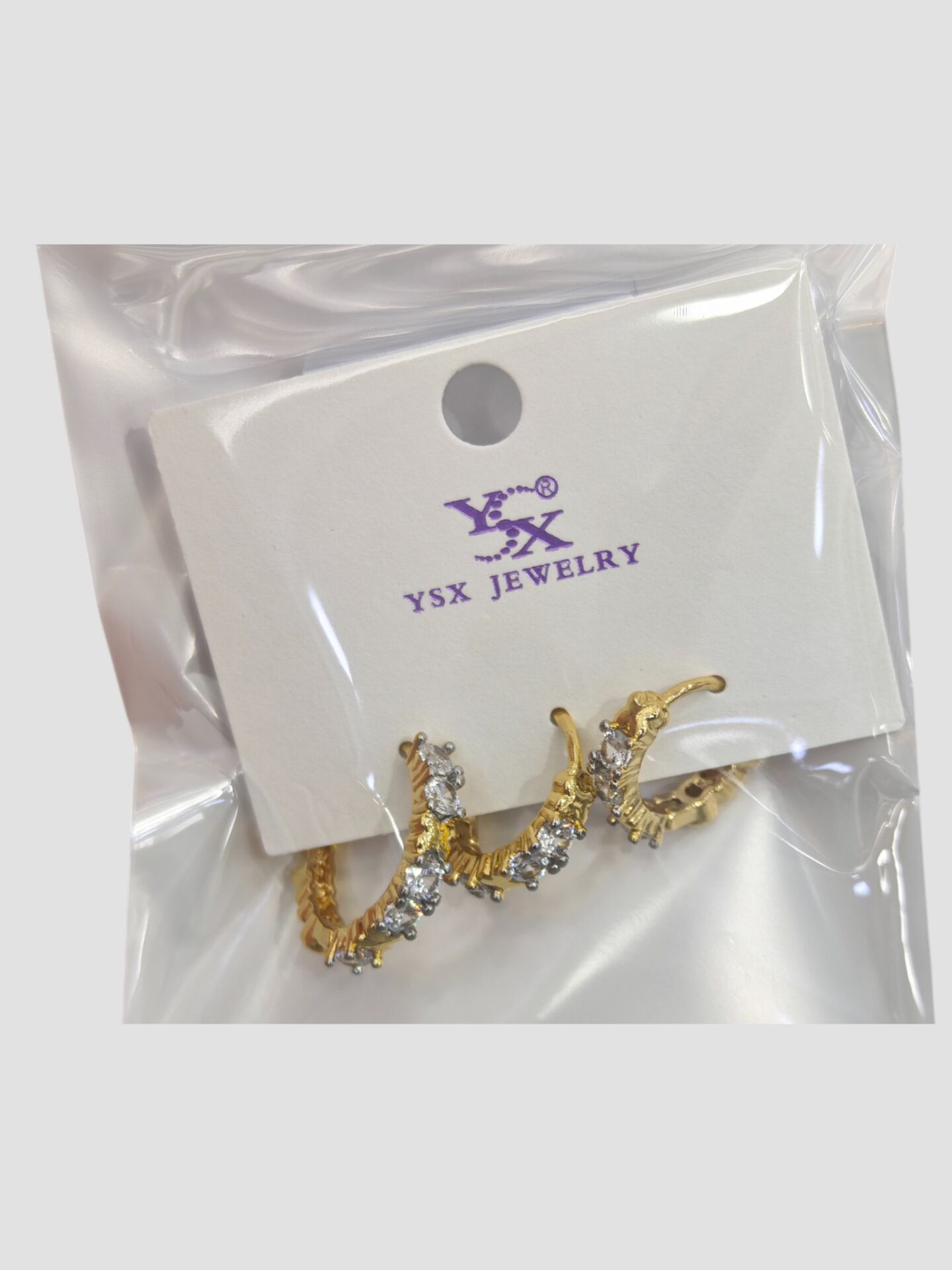 3’lü YSX Zirkon Taşlı Gold Küpe Seti