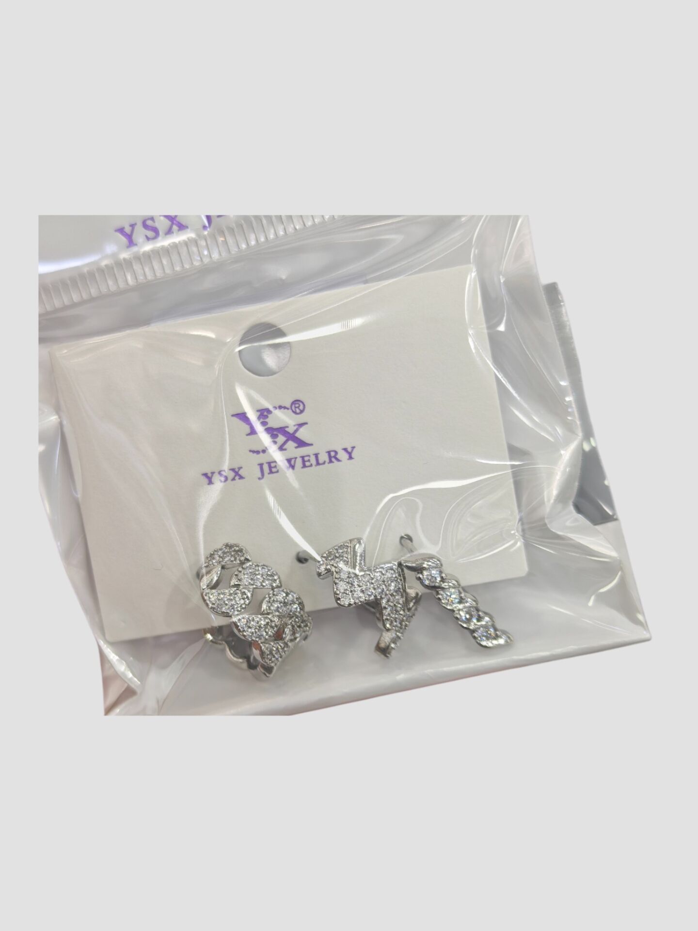 3’lü YSX Zincir Form Taşlı Gümüş Küpe Seti