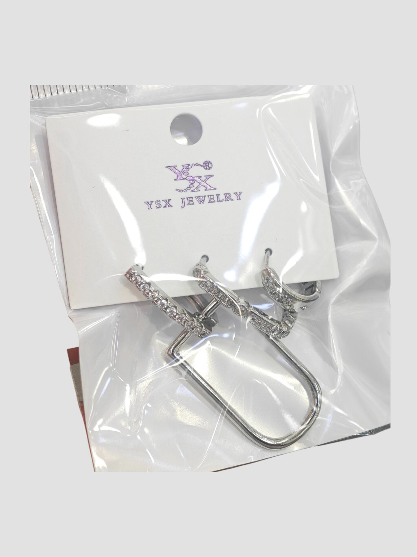 3’lü YSX Geometrik Taşlı Gümüş Küpe Seti