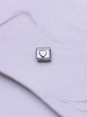 Kalp Detaylı Charm Gümüş Renk