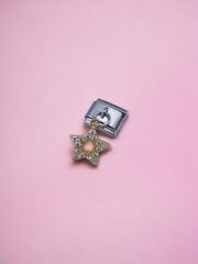 Sallantılı Zirkon Taşlı Yıldız Charm Gold Renk