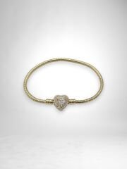 Gold Renk Kalp Detaylı Bileklik