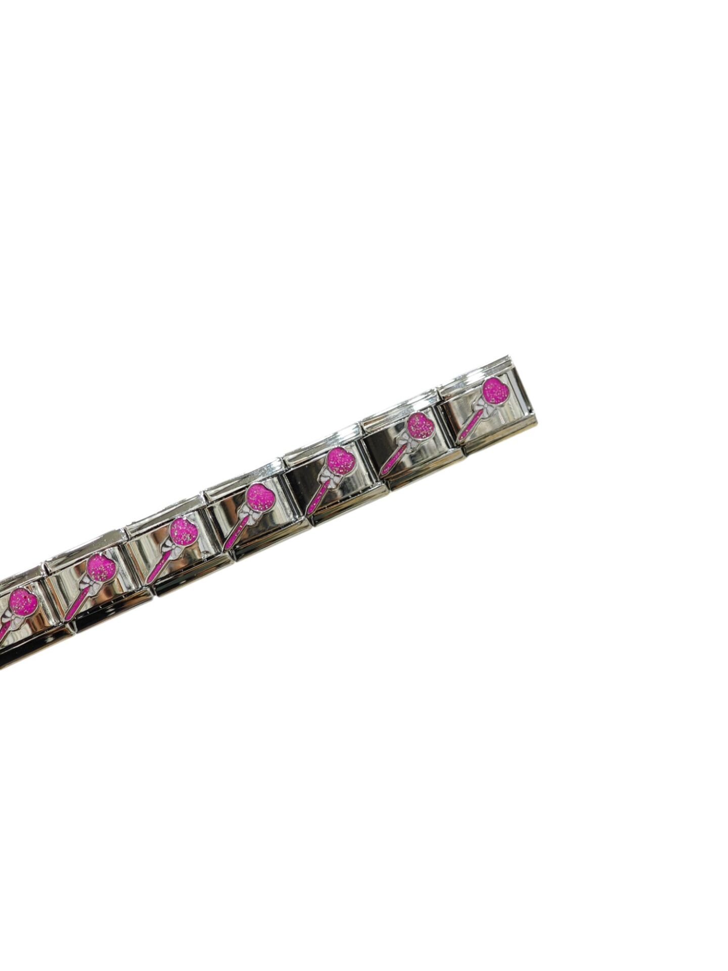 Pembe Renkli Fiyonk Desenli İtalyan Charm