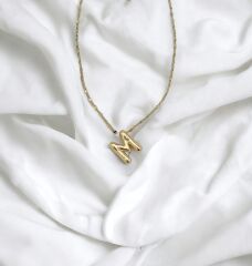 Çelik Harf Kolye M Gold