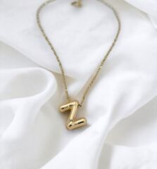 Çelik Harf Kolye Gold Z