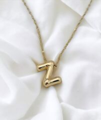 Çelik Harf Kolye Gold Z