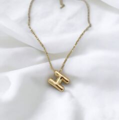 Çelik Harf Kolye Gold H