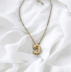 Çelik Harf Kolye Gold C