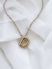 Çelik Harf Kolye Gold D