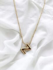 Çelik Harf Kolye Gold İtalyan Zincir Z