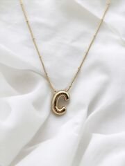Çelik Harf Kolye Gold İtalyan Zincir C