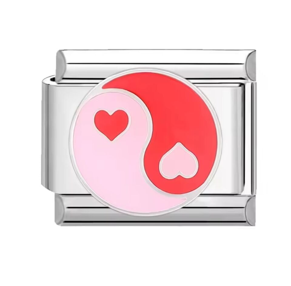 Ying Yang Desenli İtalyan Charm Pembe