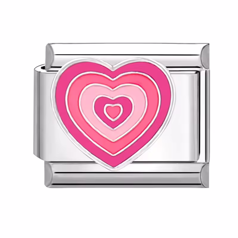 Pembe Kalp Desenli İtalyan Charm