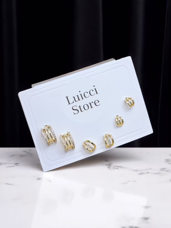 Zirkon Taşlı Küpe Kombini (6’lı Set) 14K