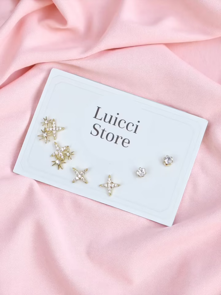 Stelle Sei – X e Stelle Orecchini Set 14K Renk