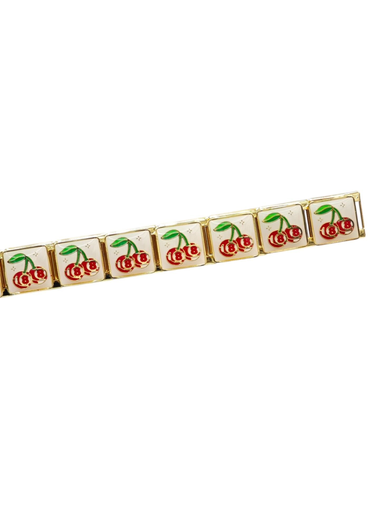 Kiraz Desenli İtalyan Charm Gold