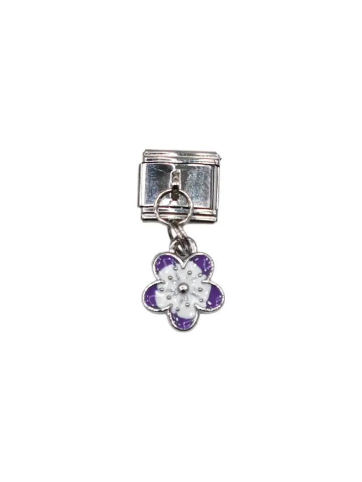 Mor Renk Yonca Desenli İtalyan Charm