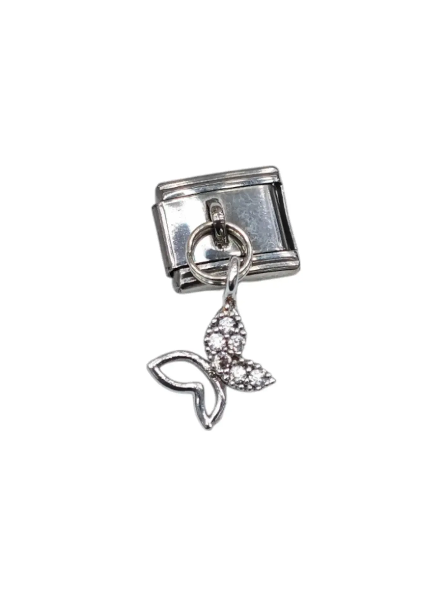 Kelebek Desenli İtalyan Charm Zirkon Taşlı