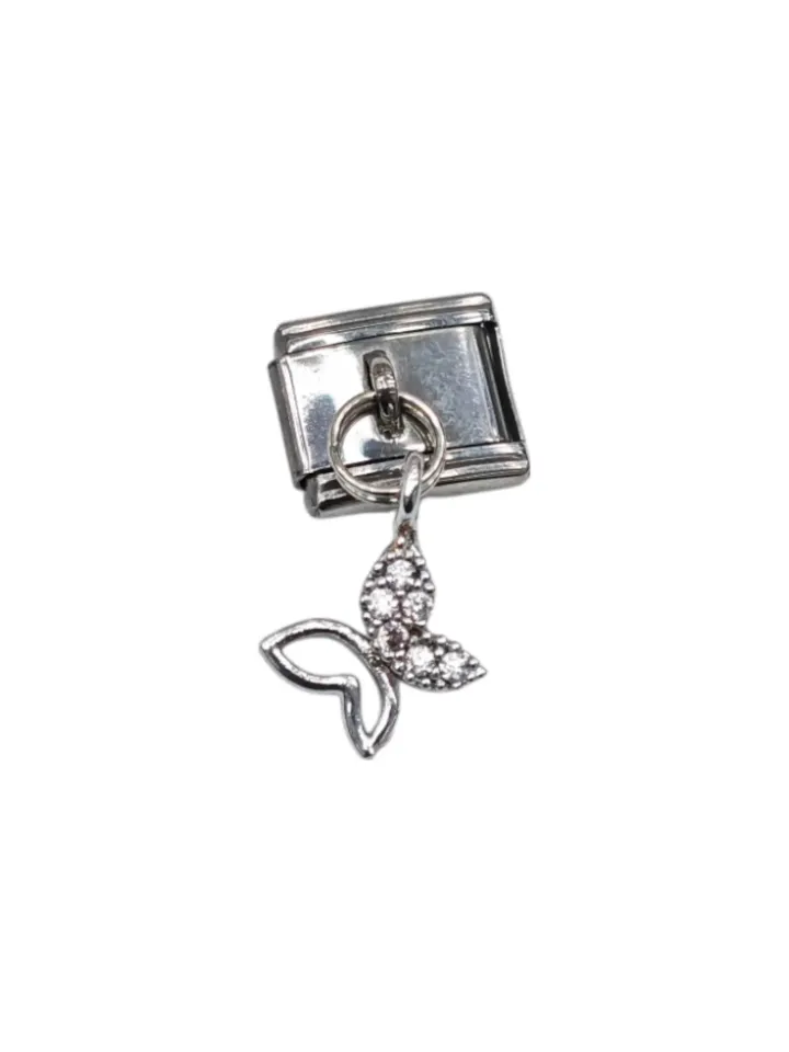 Kelebek Desenli İtalyan Charm Zirkon Taşlı