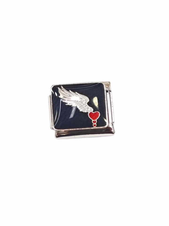 Kanat ve Kalp Desenli İtalyan Charm