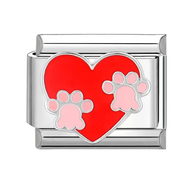 Patili Kalp Desenli İtalyan Charm