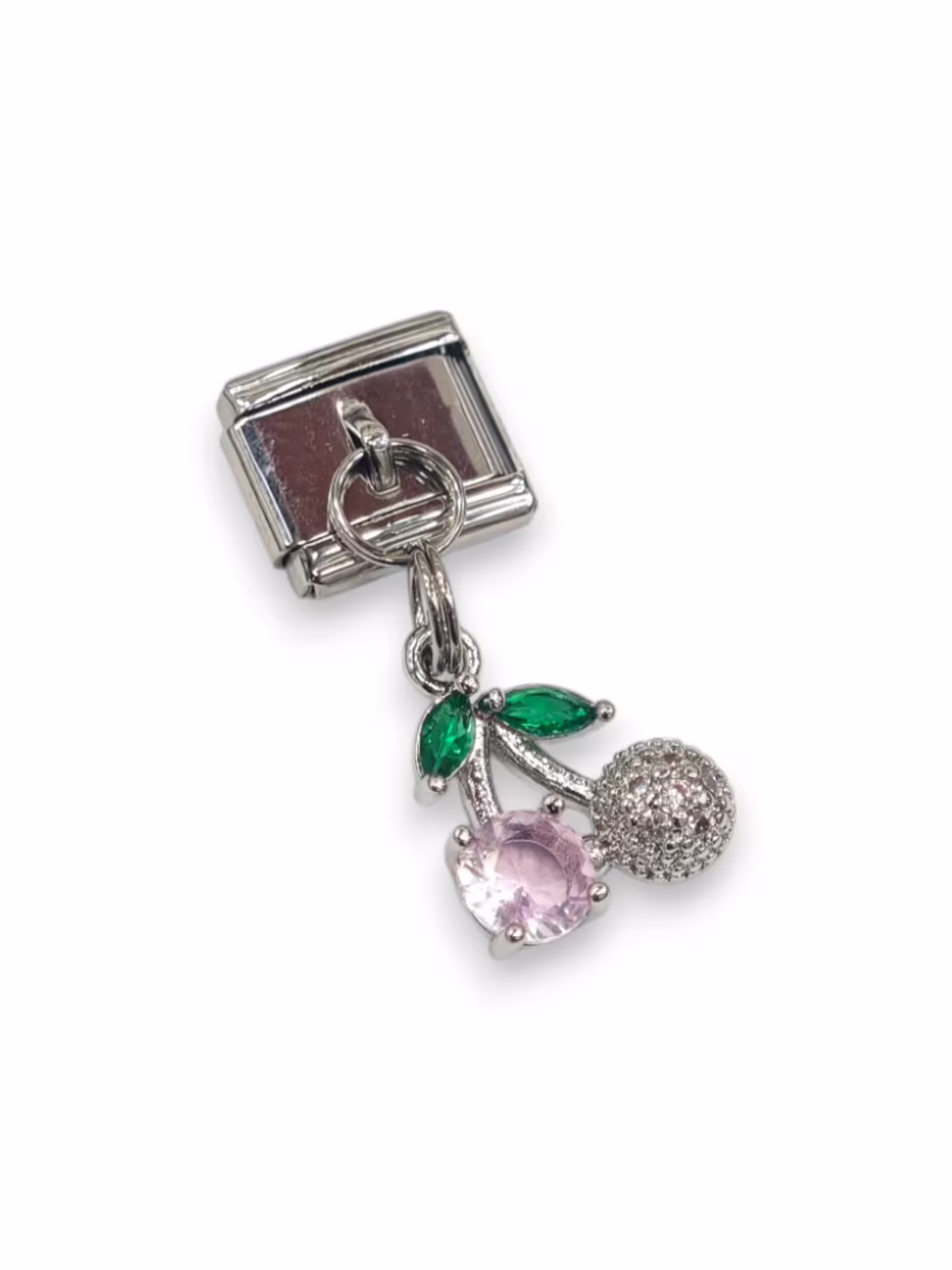 Pembe ve Taşlı Desenli Kiraz Charm