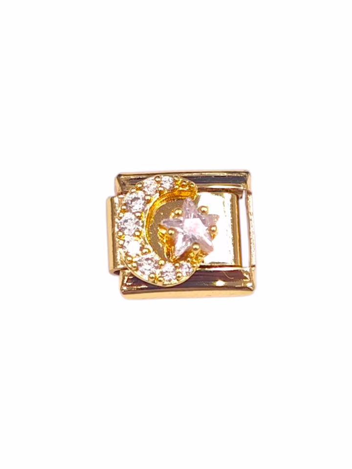 Hilal Yıldız Desenli Gold İtalyan Charm