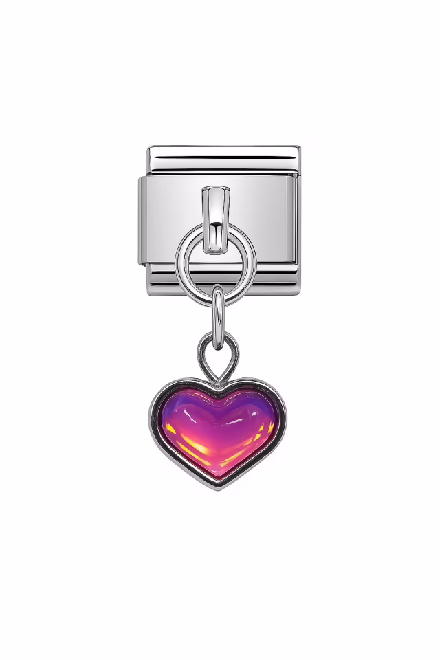 Pembe Sallantılı Kalp Charm