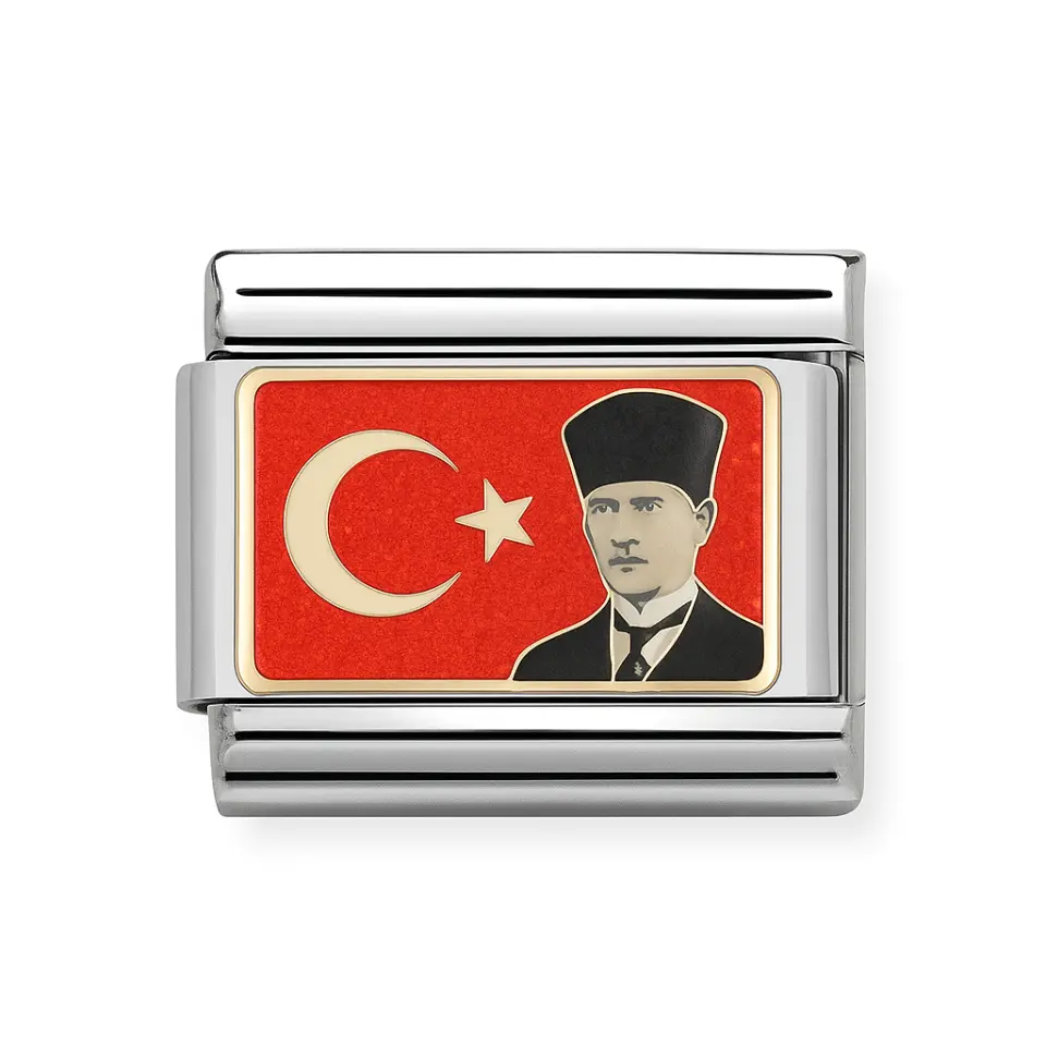 Atatürk ve Türk Bayraklı Desenli İtalyan Charm